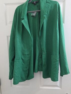 Ashley Stewart Green Open-Front Blazer Jacket
